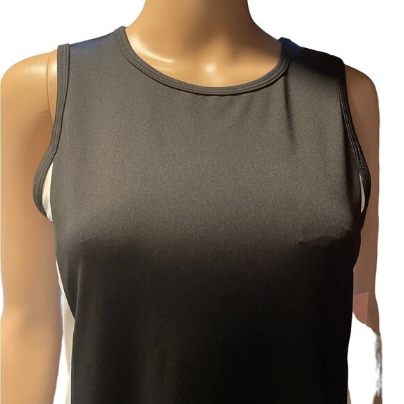 NWT Flex Time Drop Waist DRESS Womens M Black White Sleeveless Mini Stretch - Picture 3 of 9
